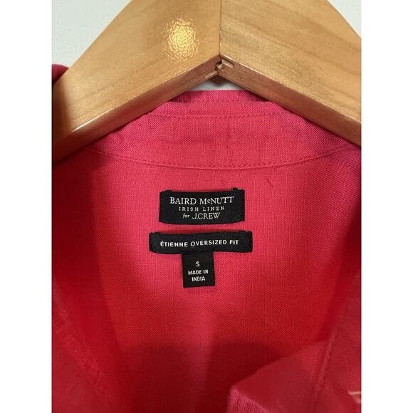 J.Crew Étienne Oversized Linen Shirt Baird McNutt Irish Linen Pink Sz Small - Picture 3 of 7